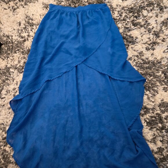 Speechless M Cobalt Blue Chiffon High-Low Maxi Skirt with Shorts Liner - Picture 1 of 4